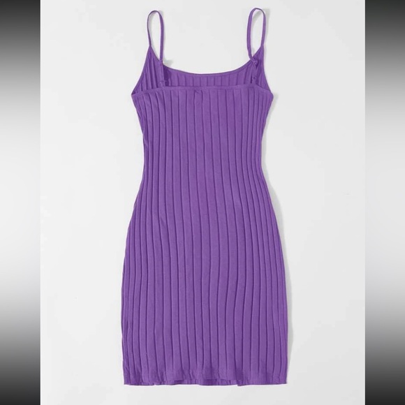 XS Violet purple EZwear Ribbed Cami M-Slit Bodycon Mini Dress - Picture 2 of 5
